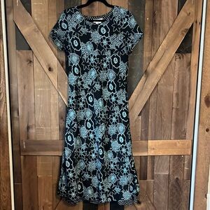 Floral Black and Blue Dress